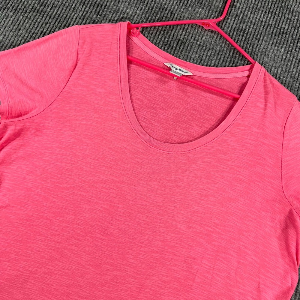 Tommy Bahama Shirt Womens XL Extra Large Pink Short Sleeve Casual Comfort